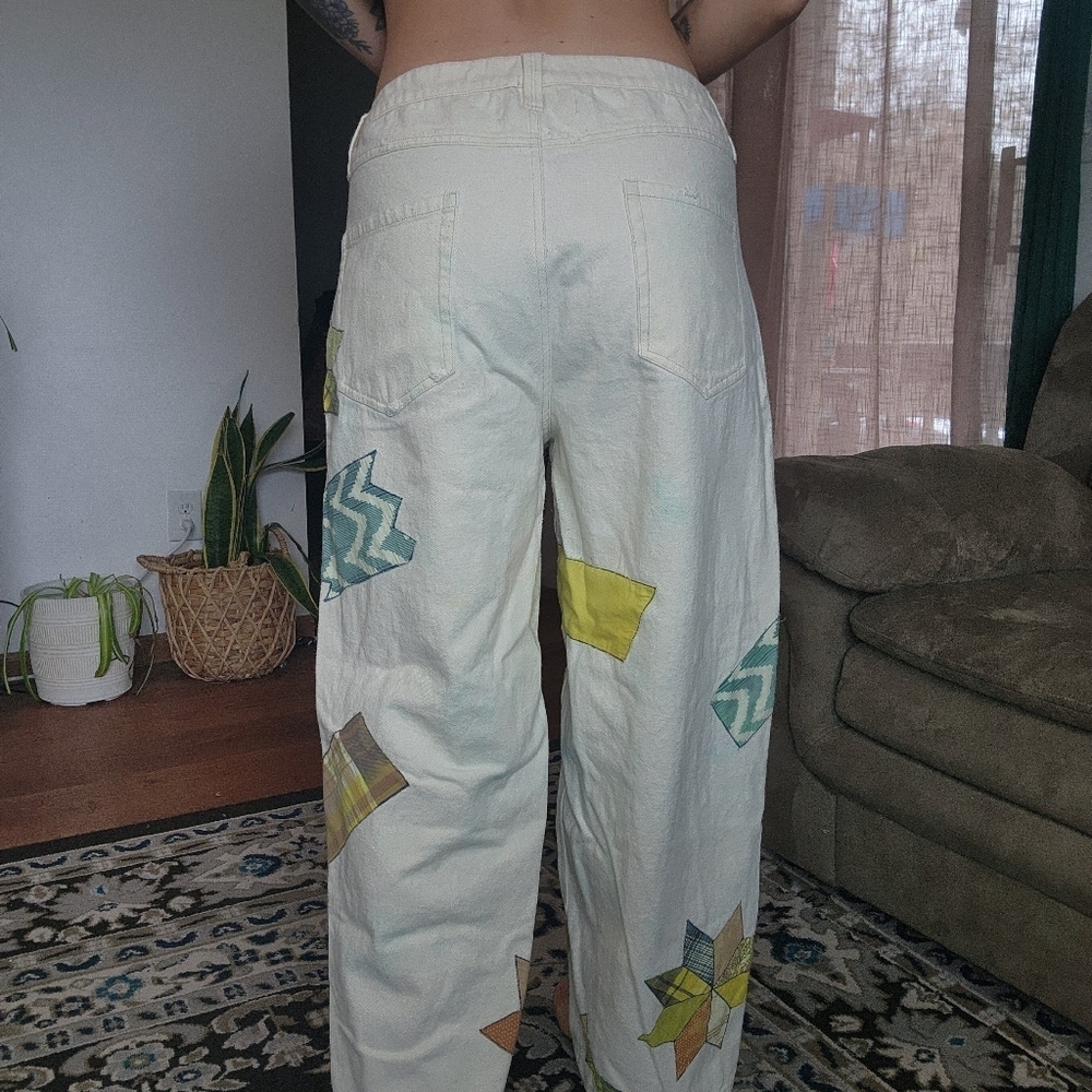 Kimchi Blue Straight Leg Patchwork Pants size 32 - Picture 5 of 11